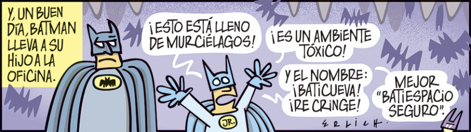 Batman lleva a su hijo a la oficina